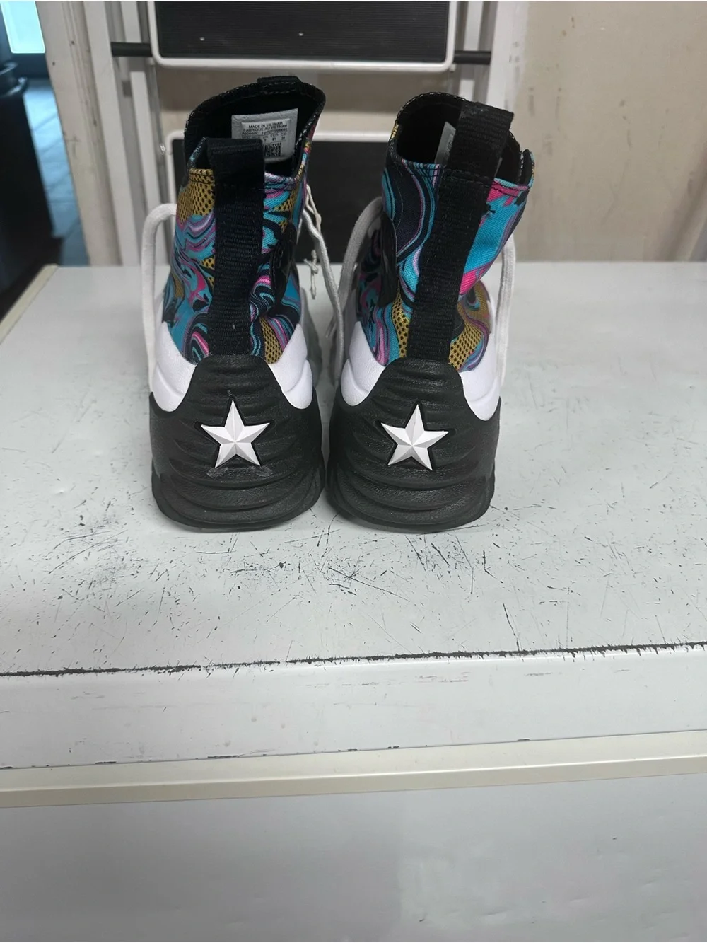 Converse Women's Colorful High-Top Platform Sneakers in Turquoise Pink Black